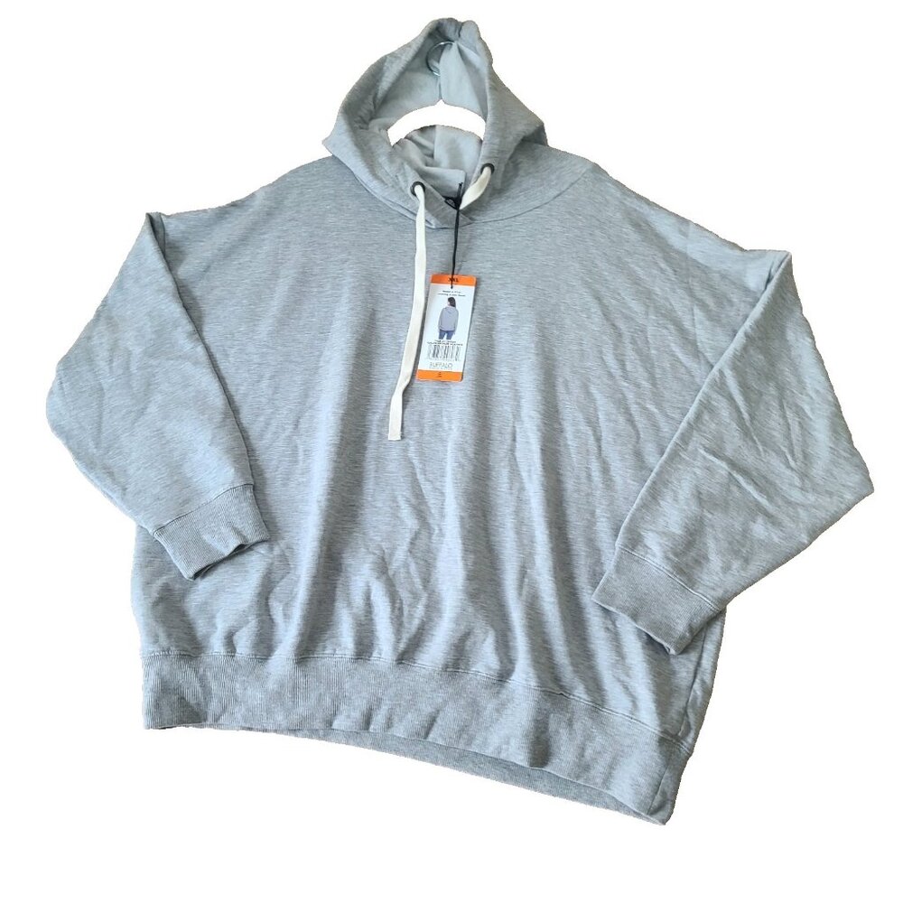 Buffalo David Bitton Womens Super Soft Hoodie Gray Size 2XL Drawstring NWT